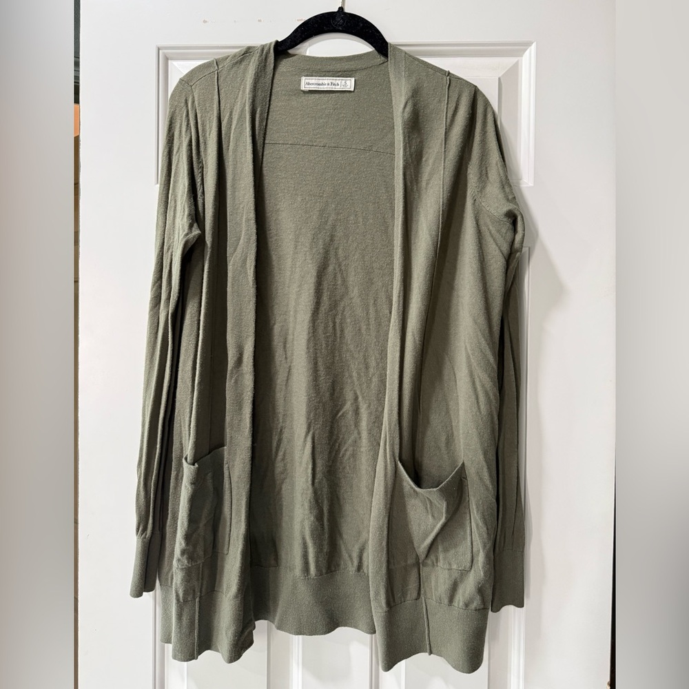 Abercrombie Olive Green Lightweight Cardigan